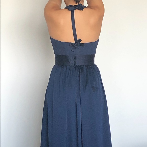 V Neck Halter Gown with Sash - Picture 3 of 3